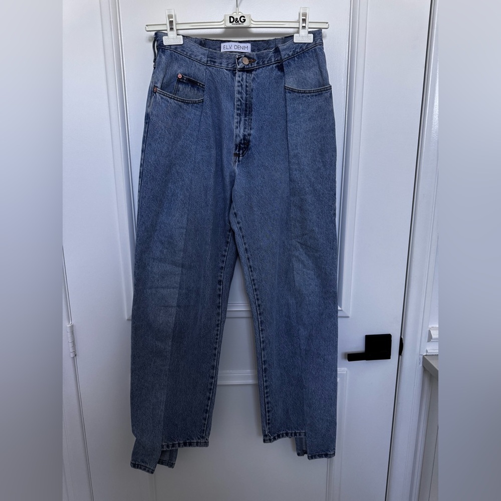 E.L.V. Reconstructed high rise straight leg Denim Jeans